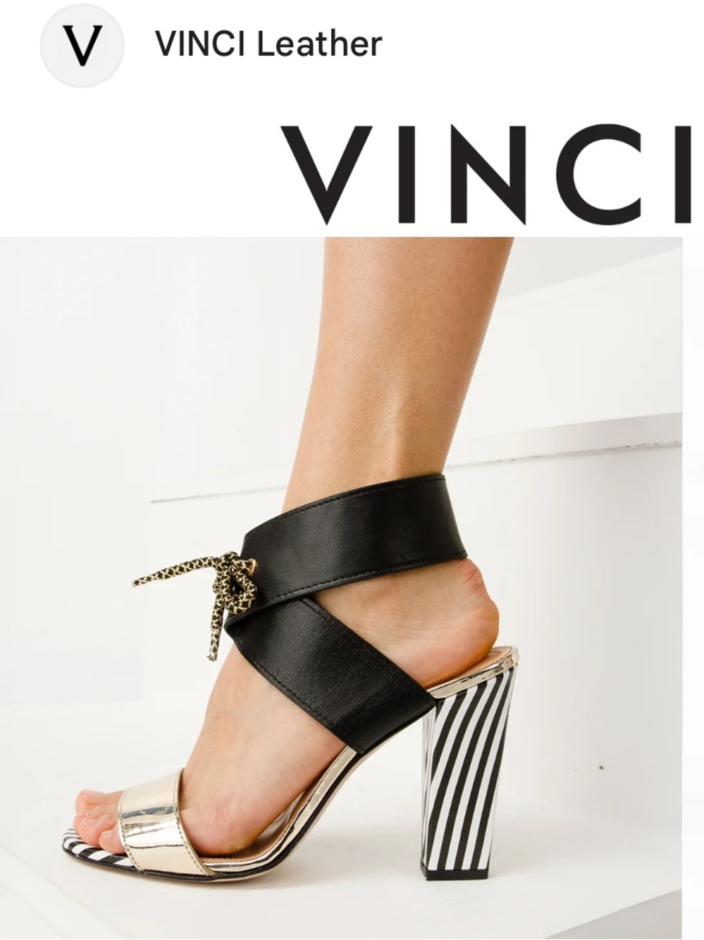 VINCI bjs k gold leather ankle strap heeled sandals